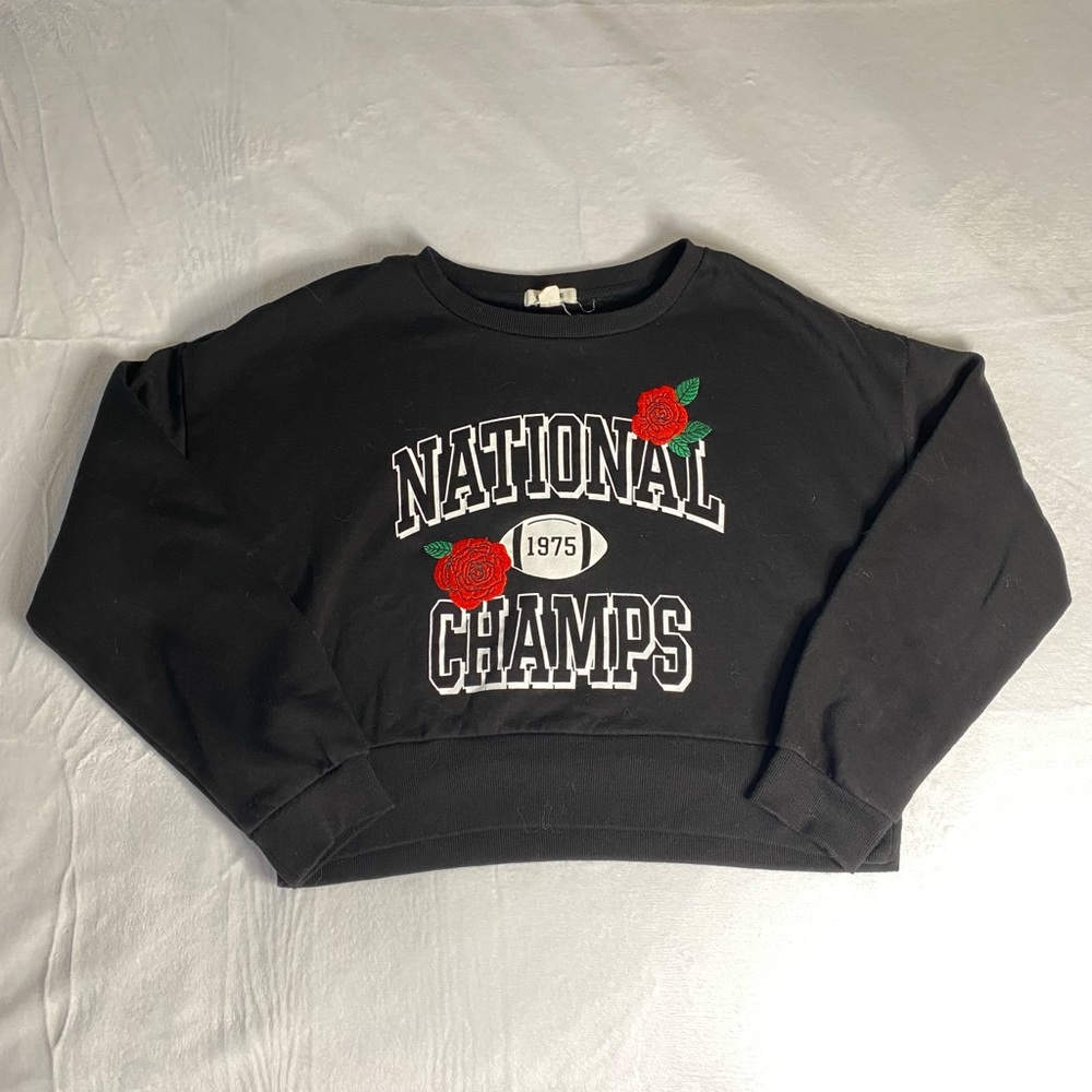 Garage rose bowl themed “National Champs” black sweatshirt/pullover